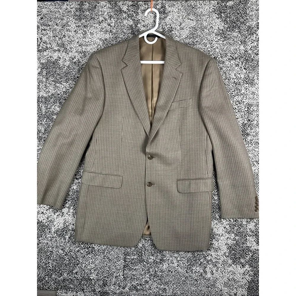 Chaps Blazer Mens 42L 52% Silk/‎ 48 % Wool Houndstooth